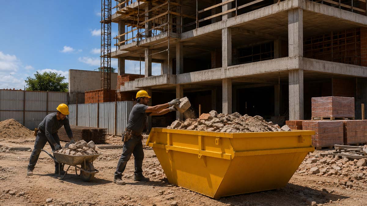Caçamba em obra