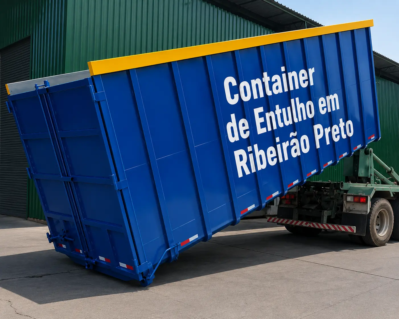 Container de entulho para descarte de resíduos em condomínios, comércios e empresas.